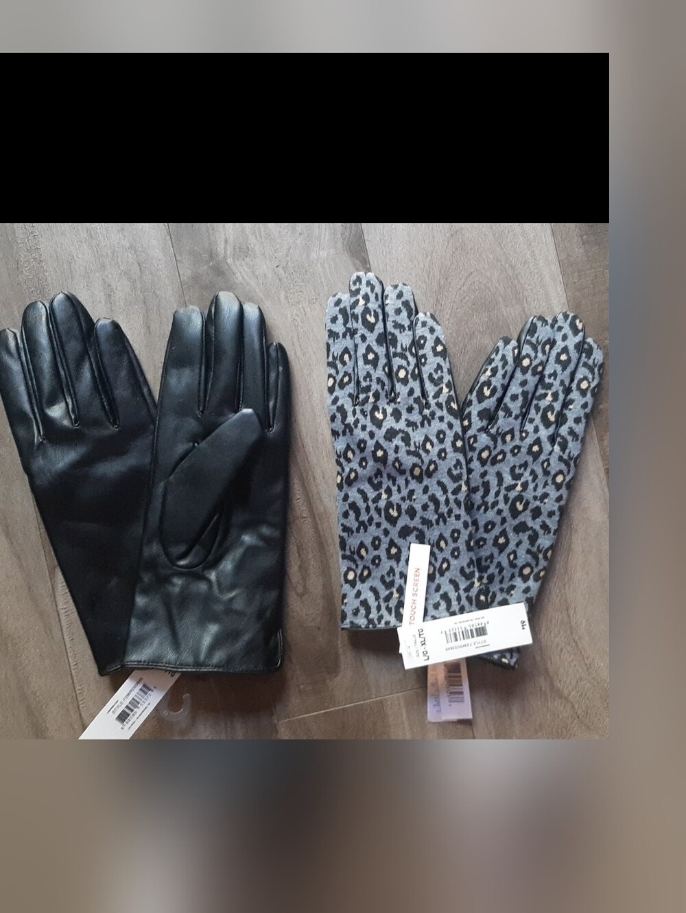 New Joe Fresh Touch Screen Gloves Adult L/XL Faux Leather/Faux Fur + Black L/XL